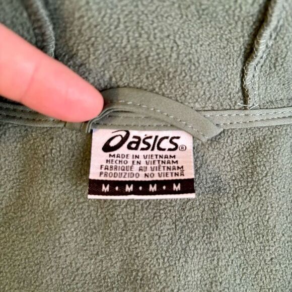 Asics Softshell Green Jacket Hood Full Zip Color Block Rain Water Resistant Med - Picture 8 of 9